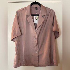 SHEIN Mauve Button-Up Blouse
